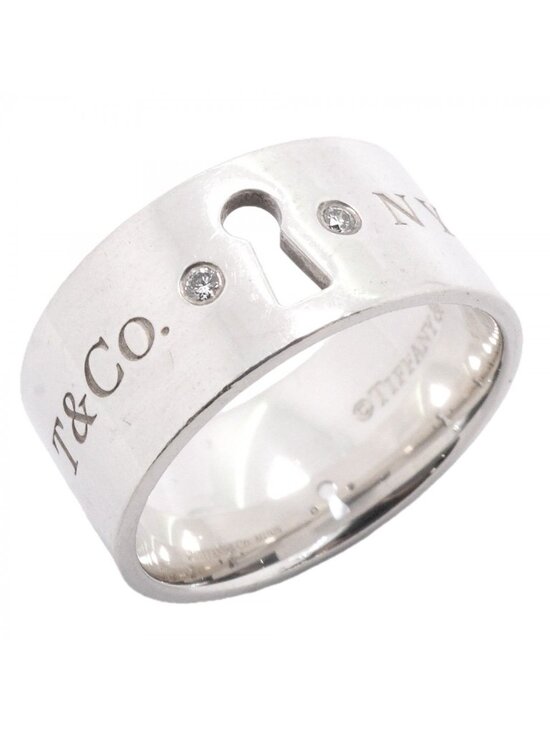 Tiffany & Co. Ring lock key hole 2P diamond SV sterling  Tiffany & Co Ring Lock 925 Sterling Silver Diamond